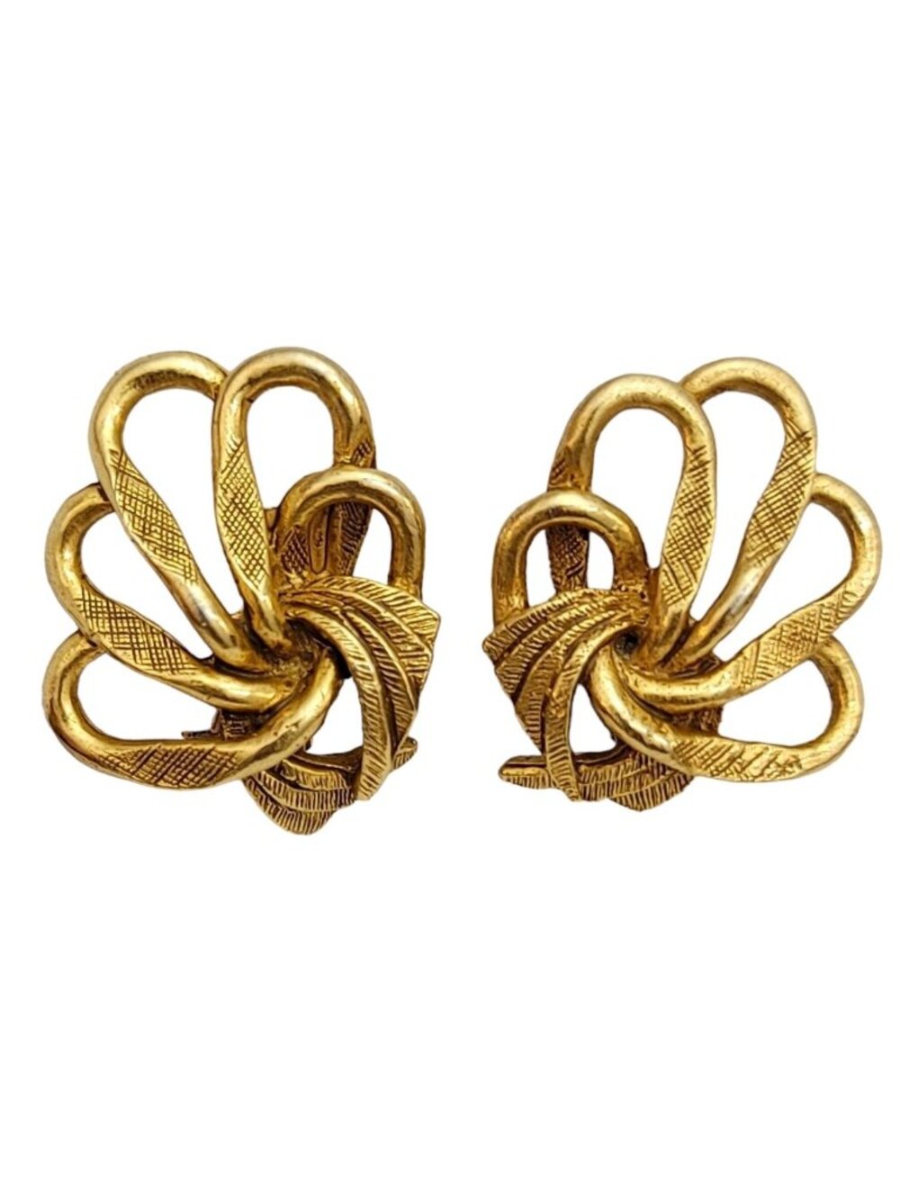 ART Arthur Pepper Gold Tone Fan Clam Open Modernist Clip-On Earrings Signed M256